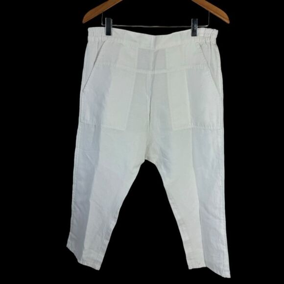 Emerson Fry White Linen/Modal Blend Pull On Crop Pants Sz S - Picture 2 of 8